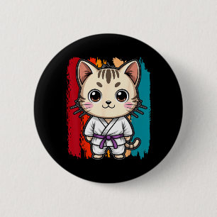 BJJ Brazilian Jiu Jitsu Lila Gürtel Kawaii Katze Button