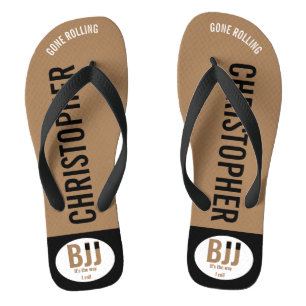 BJJ Brown Belt Rolling Fügen Sie Ihren Namen Jiu J Flip Flops