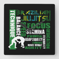 "BJJ Elements" Brasilianische Jiu Jitsu Wall Clock