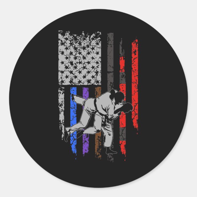 BJJ-Flag von Jiu Jitsu Stars & Stripes Runder Aufkleber (Vorderseite)