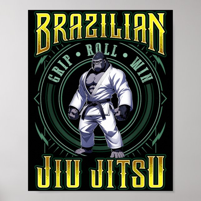 BJJ-Griff-Roll-Sieg - Grappling Jiu Jitsu Gorilla Poster (Vorne)