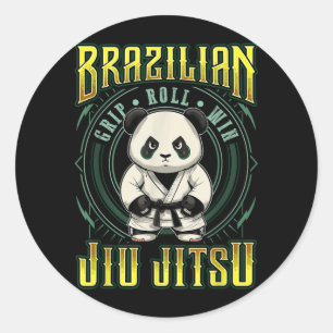BJJ-Griff-Roll-Sieg - Grappling Jiu Jitsu Panda Runder Aufkleber