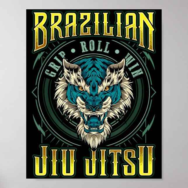 BJJ-Griff-Roll-Sieg - Grappling Jiu Jitsu Tigersch Poster (Vorne)