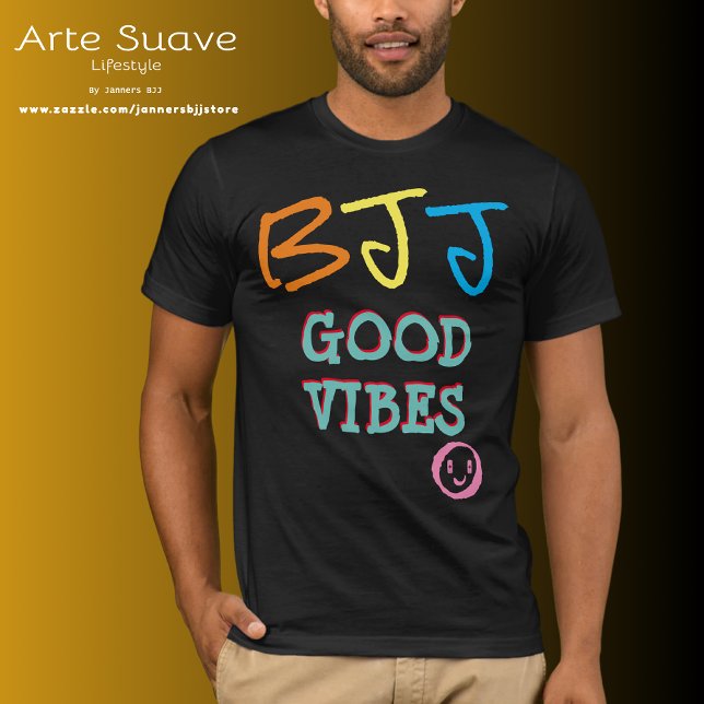 BJJ Retro 80er Acid House Personalisiert Good Vibe T-Shirt (BJJ Good Vibes tshirt worn by a medium build guy.)
