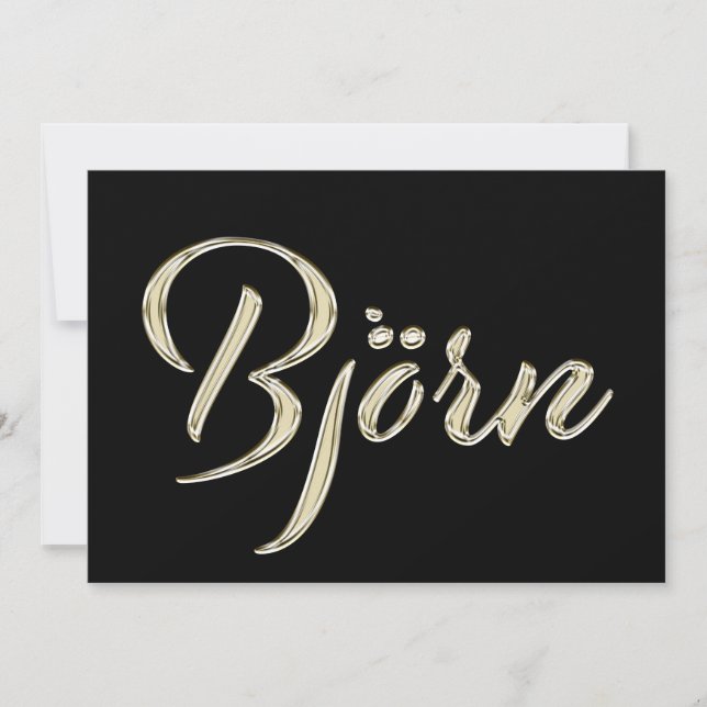 Björn Name white gold Handwriting Karte (Vorderseite)