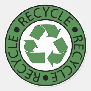 BK-Briefe mit grünen Logos gerecycelt Runder Aufkleber