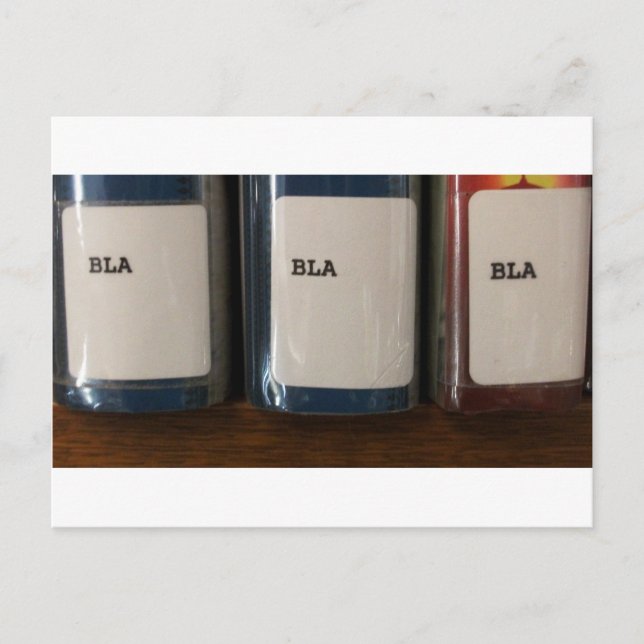 "Bla, Bla, Bla" - Rufnummern der Bibliothek Postkarte (Vorderseite)