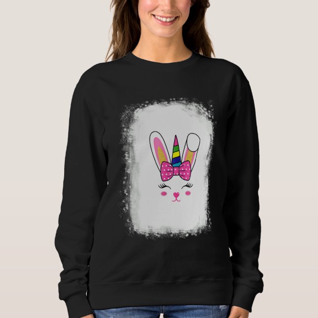 Blached Bunny Face Leopard Brille Headband Happy Sweatshirt (Vorderseite)
