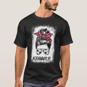 Blached Grammy Life Soccer Tante Messy Bun Hair Mo T-Shirt
