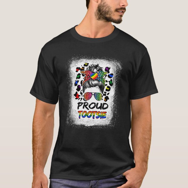 Blached Leopard Proud Tootsie Lgbtq Pride Month T-Shirt (Vorderseite)