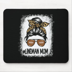 Blached Lineman Mama Life Leopard Messy Bun Footba Mousepad