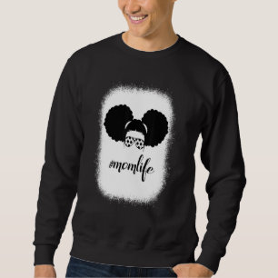 Blached Mama Life Soccer Sport Messy Bun Hair Moth Sweatshirt