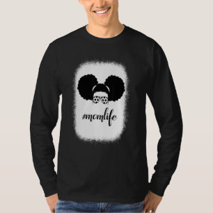 Blached Mama Life Soccer Sport Messy Bun Hair Moth T-Shirt