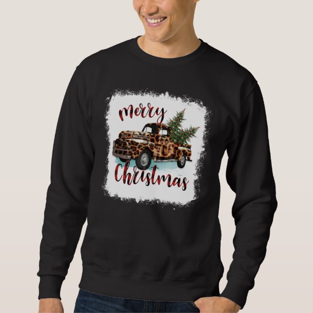 Blached MerChristmas Leopard Truck Weihnachten T Sweatshirt (Vorderseite)