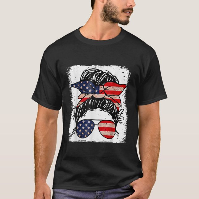 Blached Merica 4. Juli Girl Sonnenbrille Messy T-Shirt (Vorderseite)