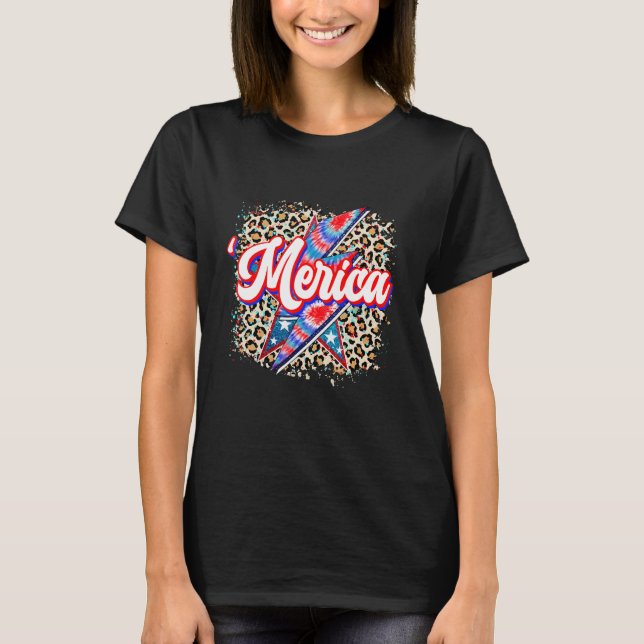 Blached Merica Leopard Gefärbte Krawatte T-Shirt (Vorderseite)