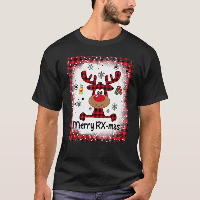 Blached Merry RX Mas Reindeer Christmas Pharmacy T-Shirt (Vorderseite)