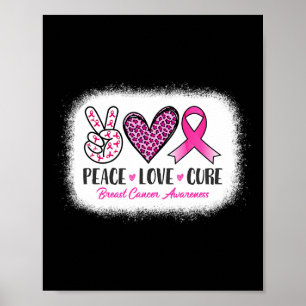 Blached Peace Liebe Cure Leopard BreastCancer Awa Poster