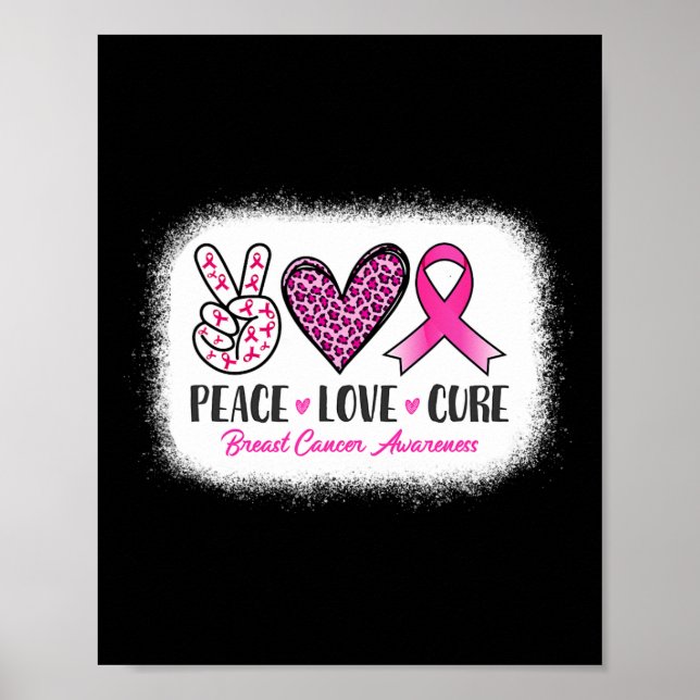 Blached Peace Liebe Cure Leopard BreastCancer Awa Poster (Vorne)