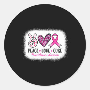 Blached Peace Liebe Cure Leopard BreastCancer Awa Runder Aufkleber