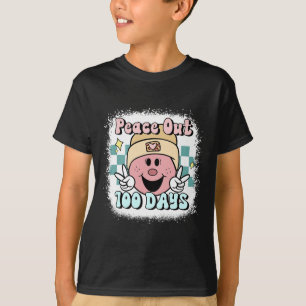 Blached Peace Out 100 Days of School Smile Face 1 T-Shirt