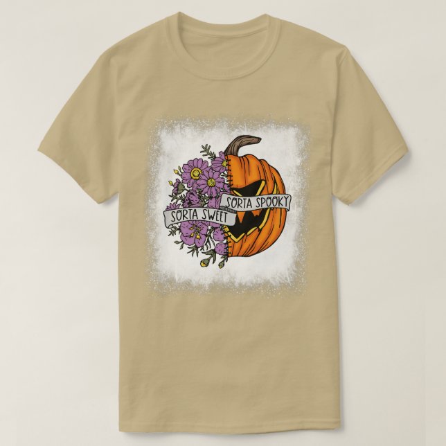 Blached Sorta Sweet Sorta Spooky Beängstigend Pum T-Shirt (Design vorne)
