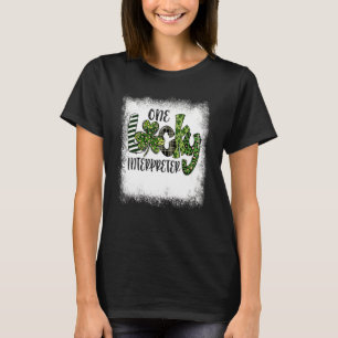 Blached St Patricks Day Leopard One Lucky Interpr T-Shirt