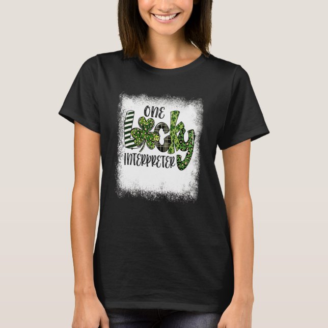 Blached St Patricks Day Leopard One Lucky Interpr T-Shirt (Vorderseite)