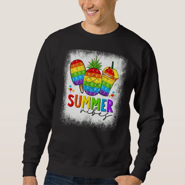 Blached Summer Vibes Poppin Rainbow Pineappel Hol Sweatshirt (Vorderseite)