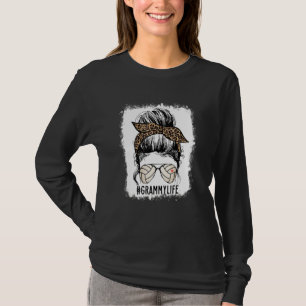 Blached Volleyball Grammy Messy Bun Grammy Life T-Shirt