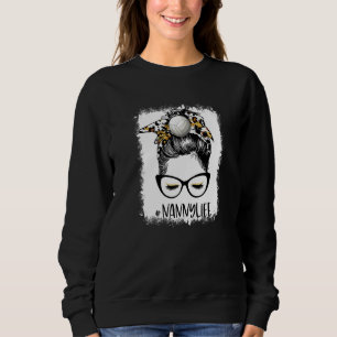 Blached Volleyball Nanny Life Leopard Messy Bun G Sweatshirt