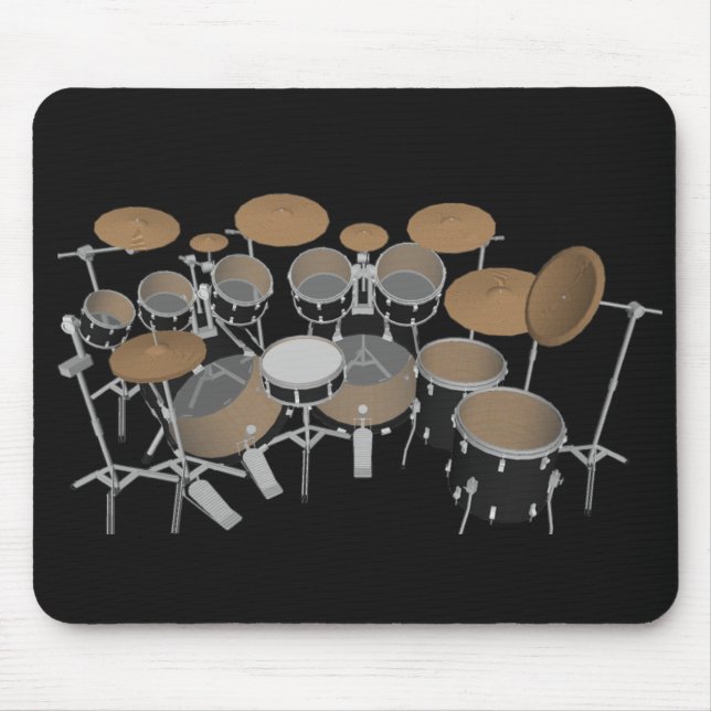 Black 10 Piece Drum Set: Schwarze Mousepad: Tromme Mousepad (Vorne)