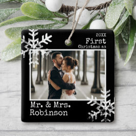 Black 1st Christmas Mr. & Mrs. Foto Keramikornament