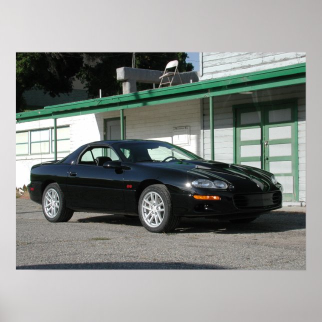 Black 2001 Chevrolet Camaro Z28 SS Poster (Vorne)
