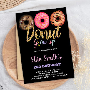Black 3 Donut Invitations d'anniversaire
