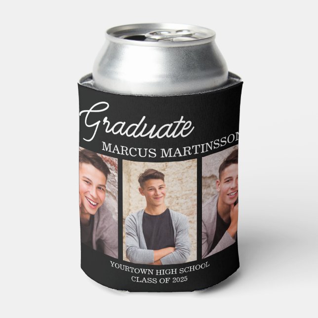 Black 3 Foto Graduate Abschluss Dosenkühler (Kanne Vorderseite)