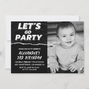 Black 3. Geburtstag Einladungen Boy Foto