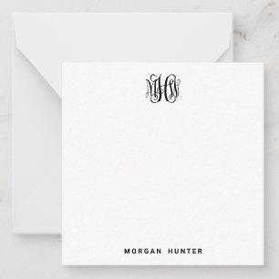 Black 3 Initial Vine Script Monogram DIY BG Mitteilungskarte