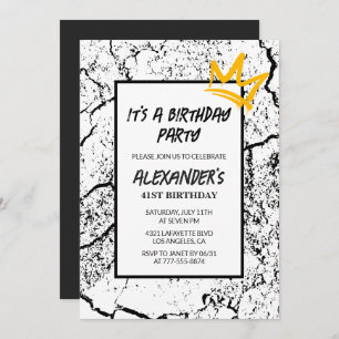 Black 41e anniversaire invitation Grunge Graffiti