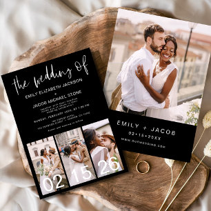 Black 4 Foto Die Hochzeit des Minimalistischen Einladung