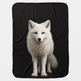 Black 4 Luxe blanket with Ivory Arctic Fox Babydecke
