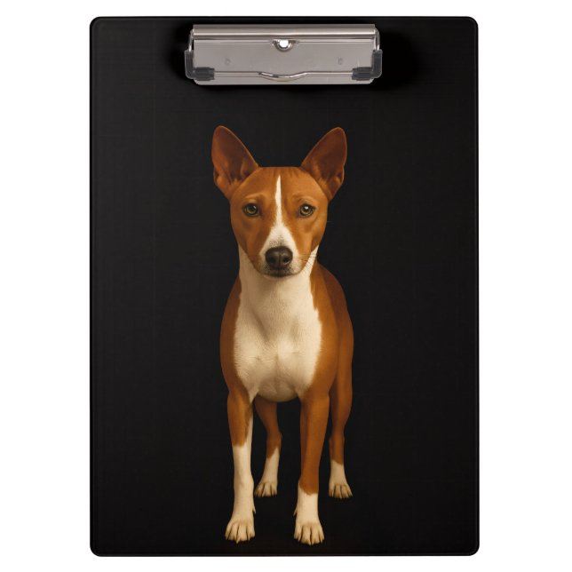 Black 4 Luxe Clipboard, Classy Basenji Dog Klemmbrett (Vorderseite)