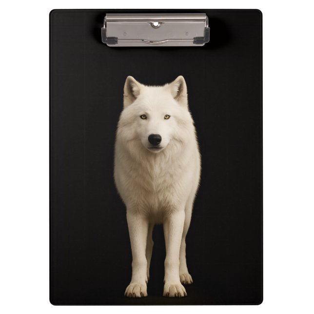 Black 4 Luxe Clipboard, Ivory Arctic Wolf Klemmbrett (Vorderseite)