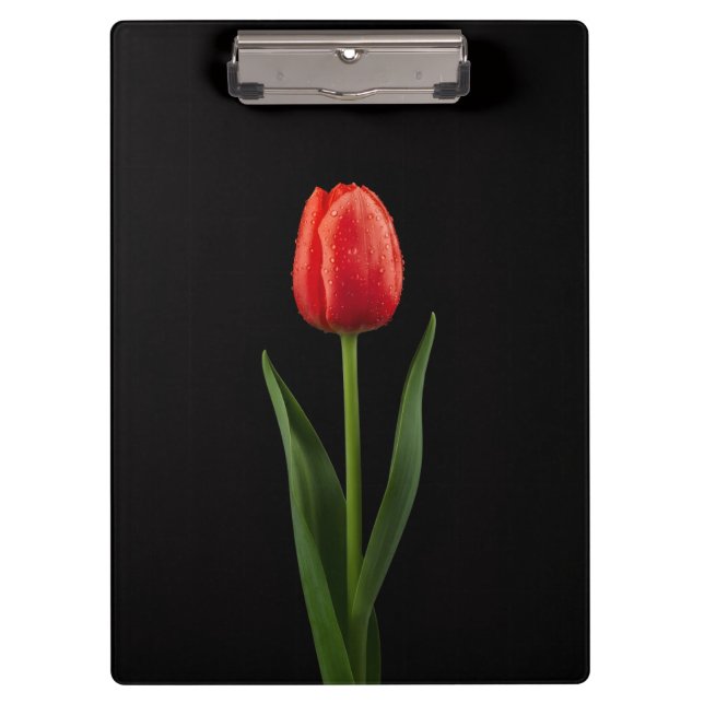 Black 4 Luxe Clipboard, Ruby Red Tulip Klemmbrett (Vorderseite)