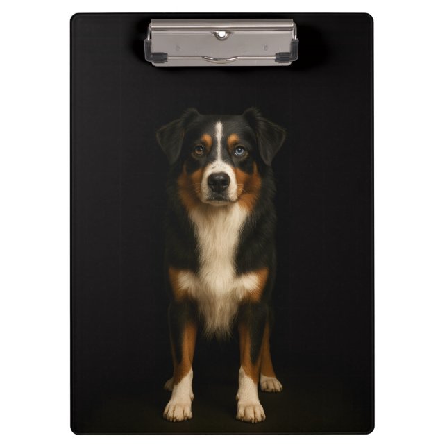 Black 4 Luxe Clipboard, Wise Australian Shepherd Klemmbrett (Vorderseite)