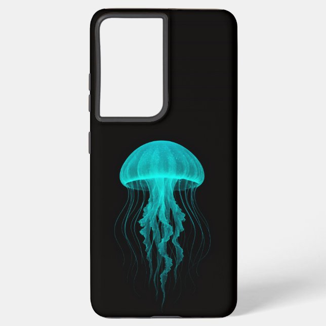 Black 4 Luxe Galaxy S21 Plus, Green Jellyfish Samsung Galaxy Hülle (Rückseite)
