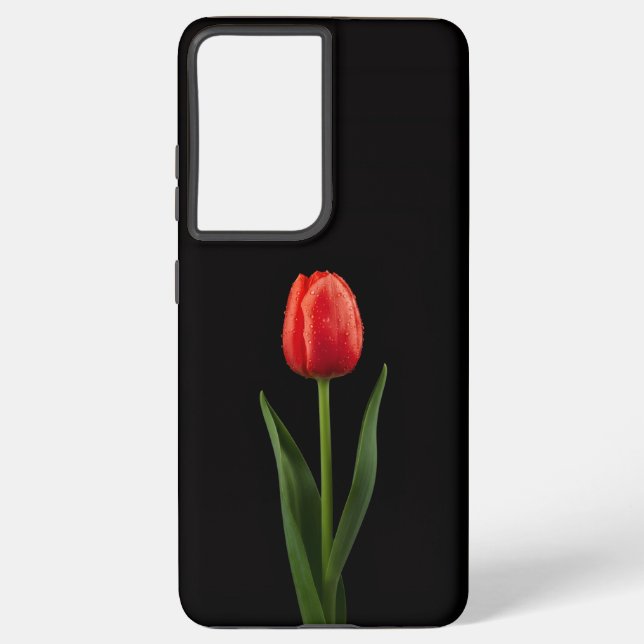 Black 4 Luxe Galaxy S21 Plus, Ruby Red Tulip Samsung Galaxy Hülle (Rückseite)