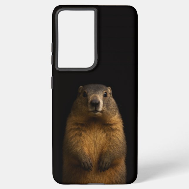 Black 4 Luxe Galaxy S21 Ultra, Fluffy Marmot Samsung Galaxy Hülle (Rückseite)