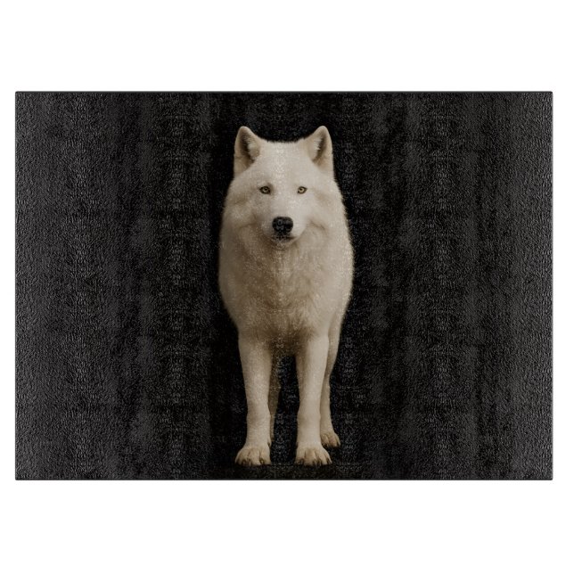 Black 4 Luxe Glass board Ivory Arctic Wolf Schneidebrett (Vorderseite)