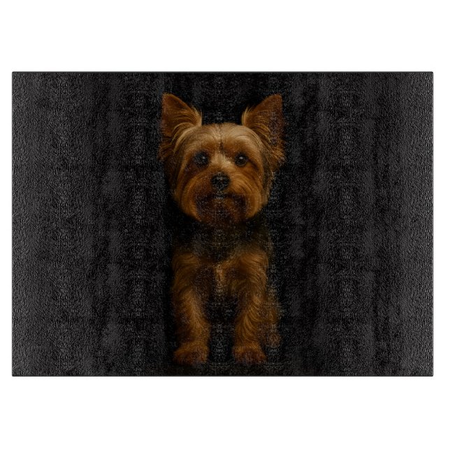 Black 4 Luxe Glass board Yorkshire Terrier Schneidebrett (Vorderseite)